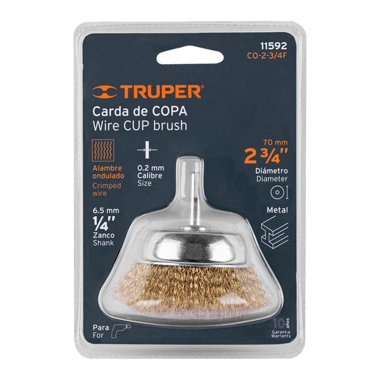 Carda de copa 2-3/4" alambre fino para taladro - Truper