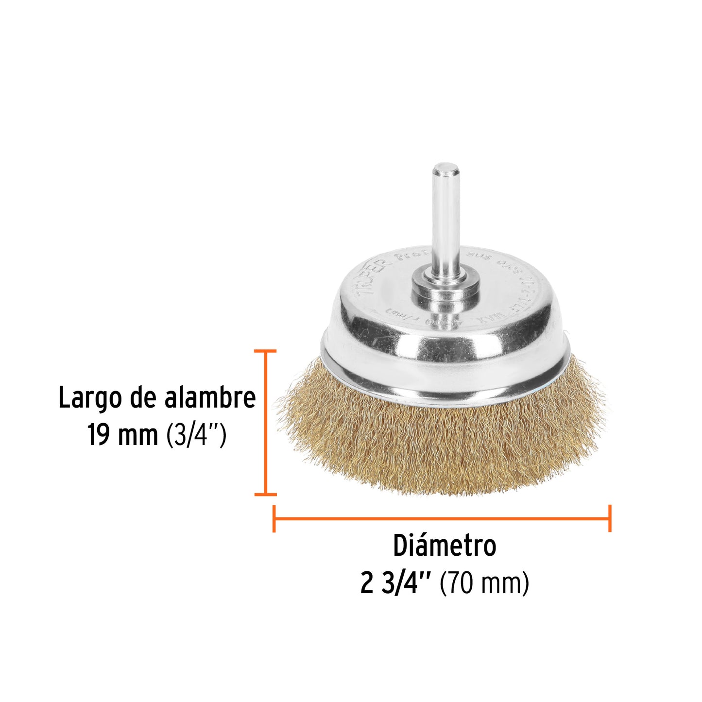 Carda de copa 2-3/4" alambre fino para taladro - Truper