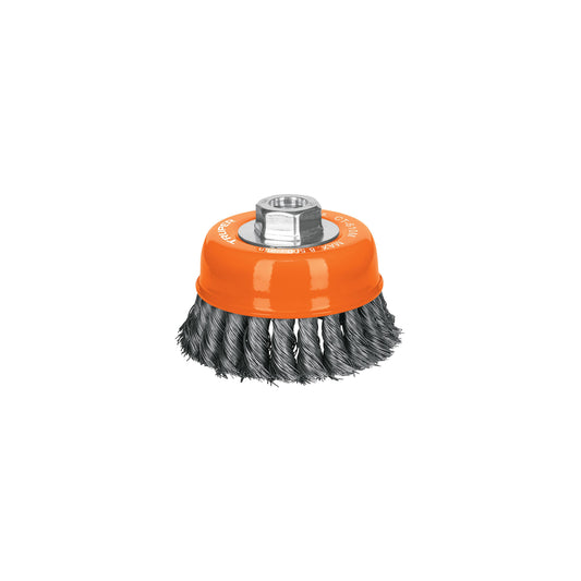 Carda de Copa 4" Alambre Trenzado Fino Eje M14 – Truper