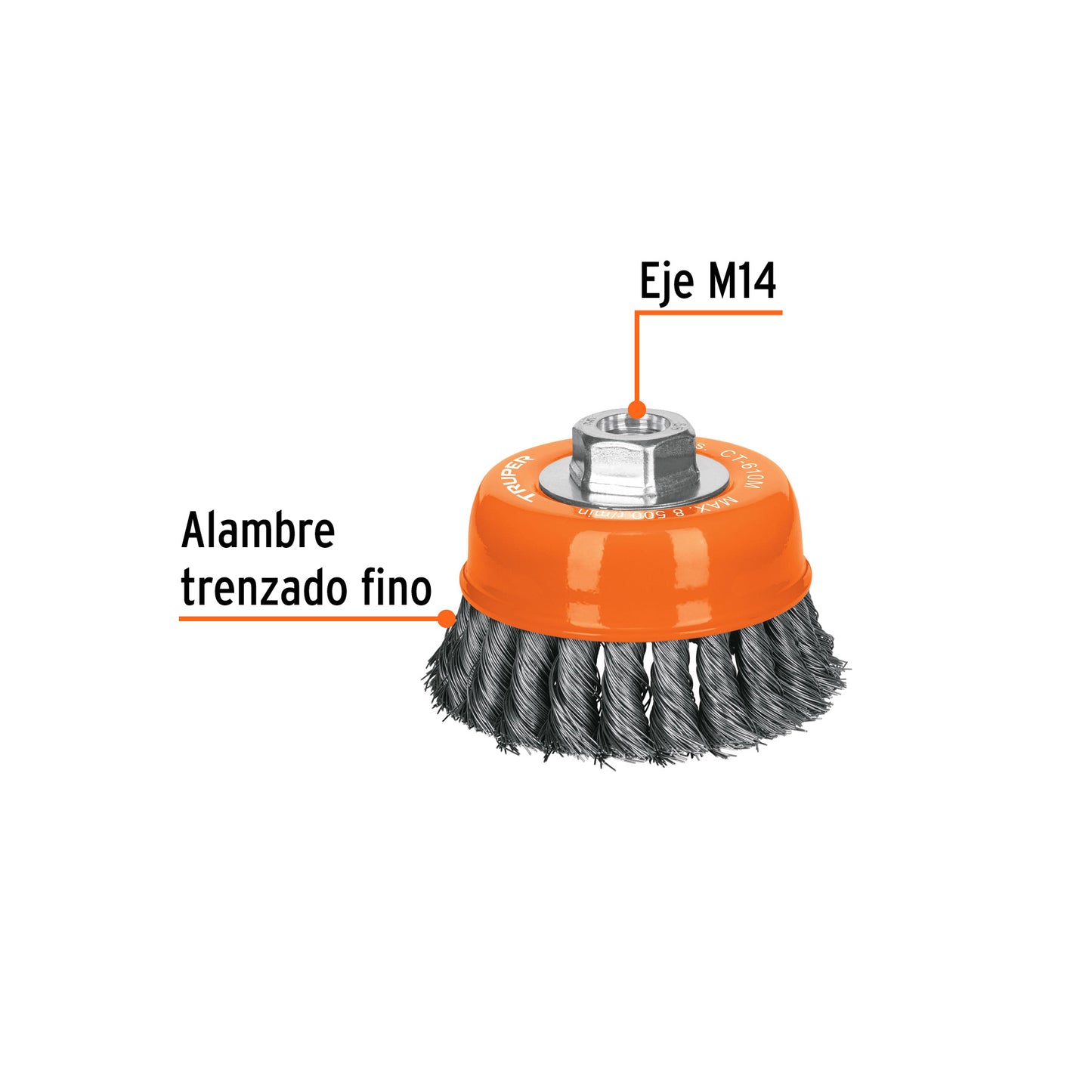 Carda de Copa 4" Alambre Trenzado Fino Eje M14 – Truper