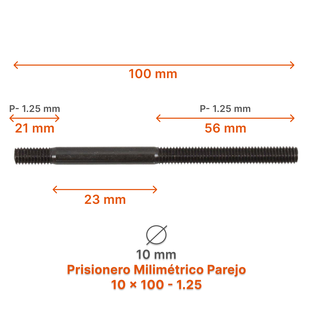 Prisionero Milimétrico Parejo M10-P 1.25 – Varias Medidas