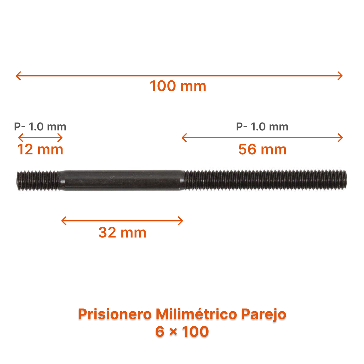 Prisionero Milimétrico Parejo M6 – Varias Medidas