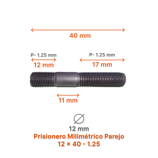 Prisionero Milimétrico Parejo M12 P 1.25 – Varias Medidas