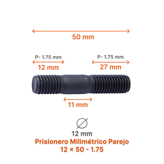 Prisionero Milimétrico Parejo M12 P 1.75 – Varias Medidas