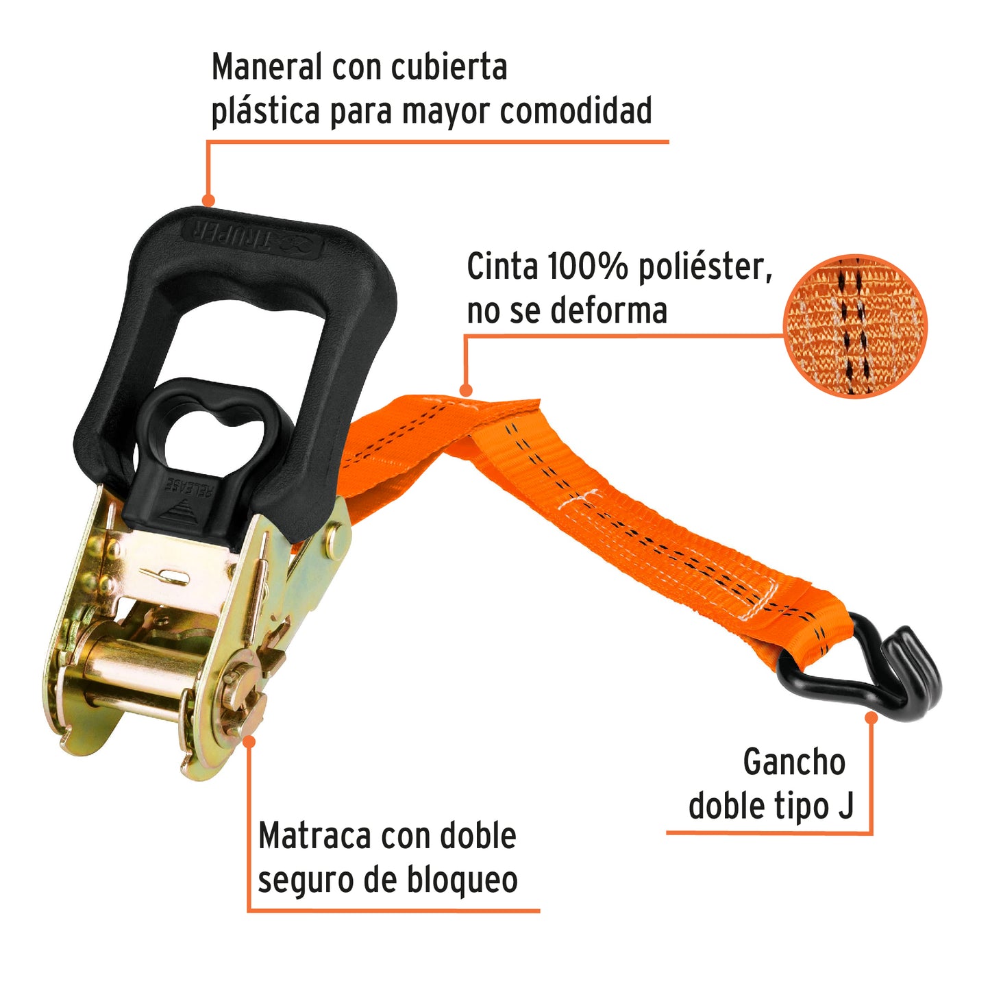 Juego de 2 Sujetadores con Matraca 5 m – 1000 kg - Truper