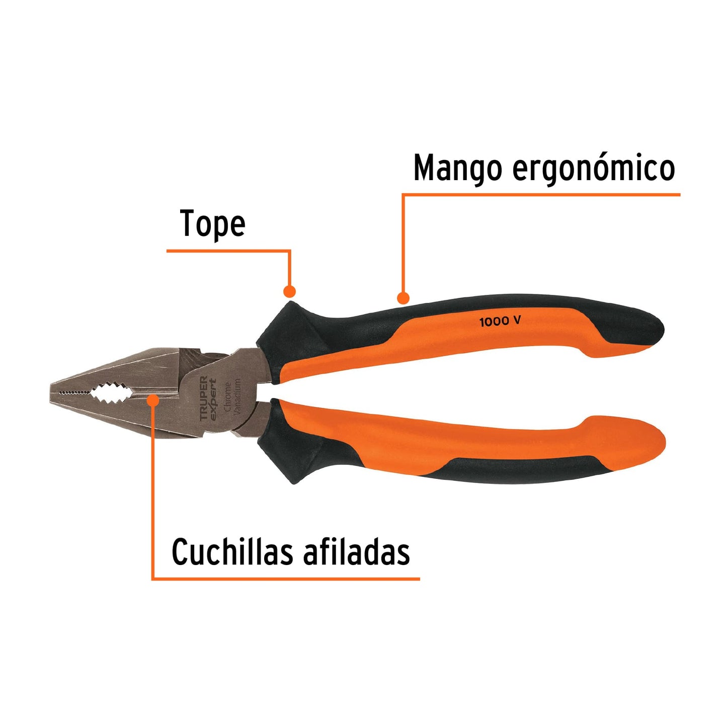 Pinza para Electricista 8" Alta Palanca Comfort Grip – Truper Expert