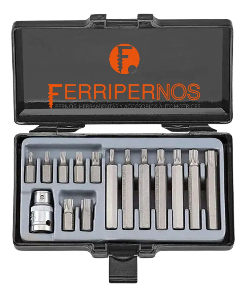Juego de Puntas Torx 1/2” – 15 Piezas Largo Estándar y Extra Largo – Force