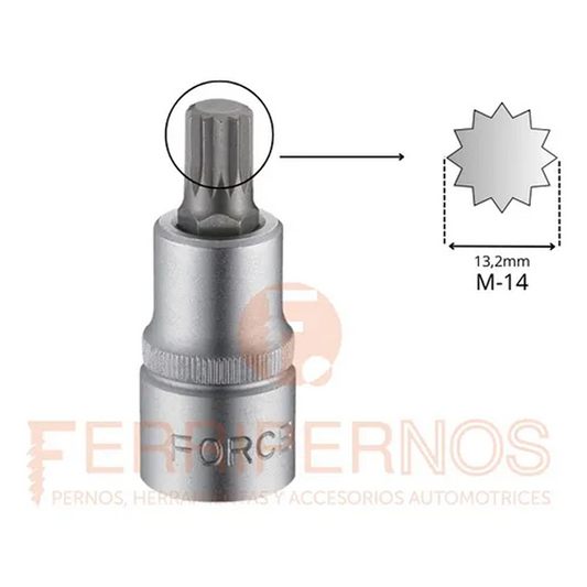 Dado Cuadrante 1/2" con Punta Imbus M-14 Corto – Force