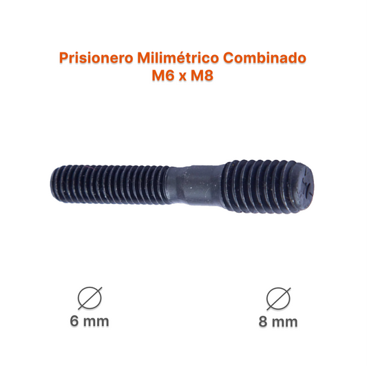 Prisionero Milimétrico Diámetro Combinado M6 x M8 P 1.00 - 1.25 – Varias Medidas