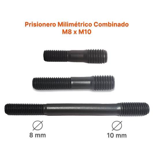 Prisionero Milimétrico Diámetro Combinado M8 x M10 P 1.25 - 1.50 – Varias Medidas