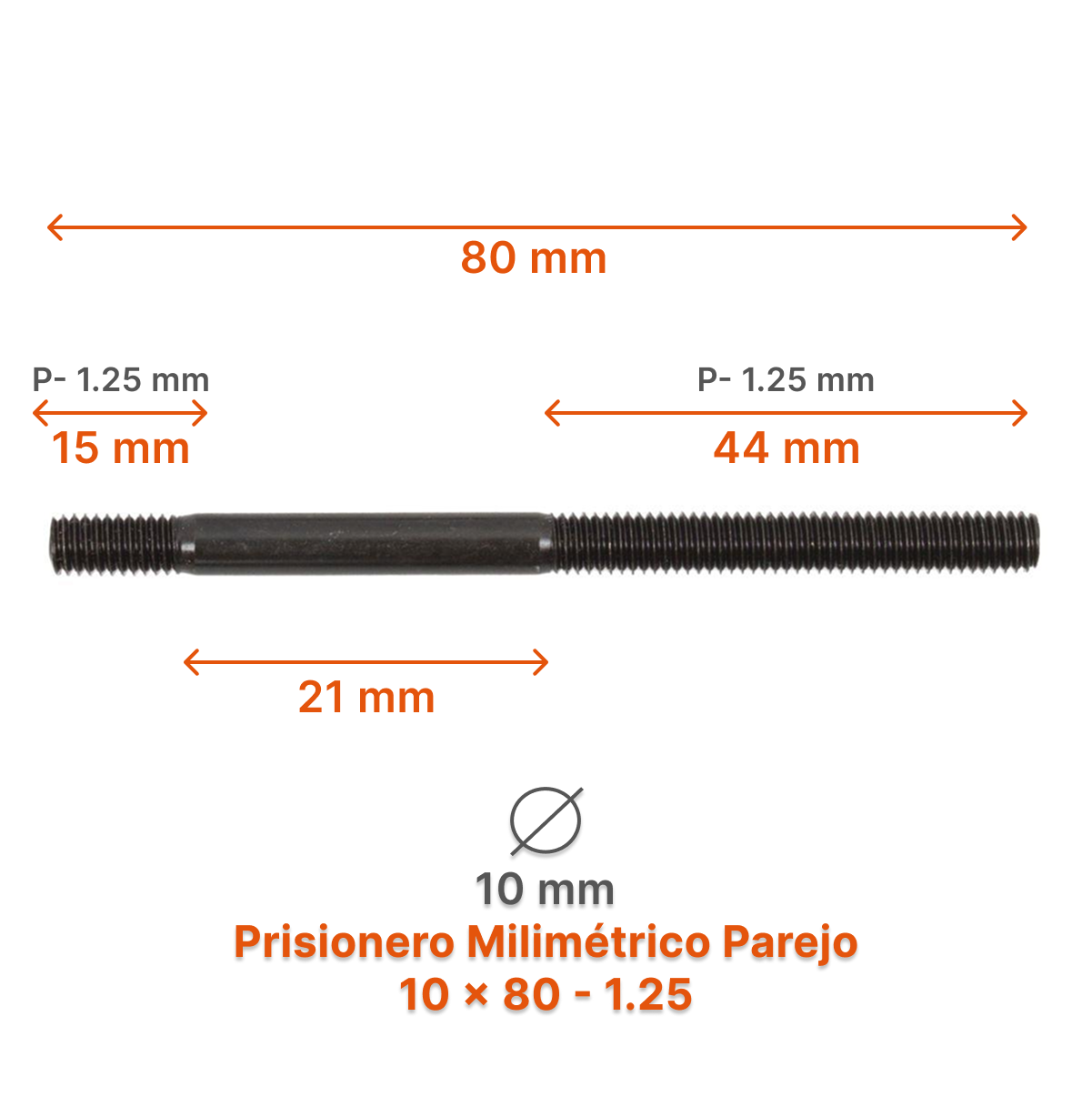 Prisionero Milimétrico Parejo M10-P 1.25 – Varias Medidas