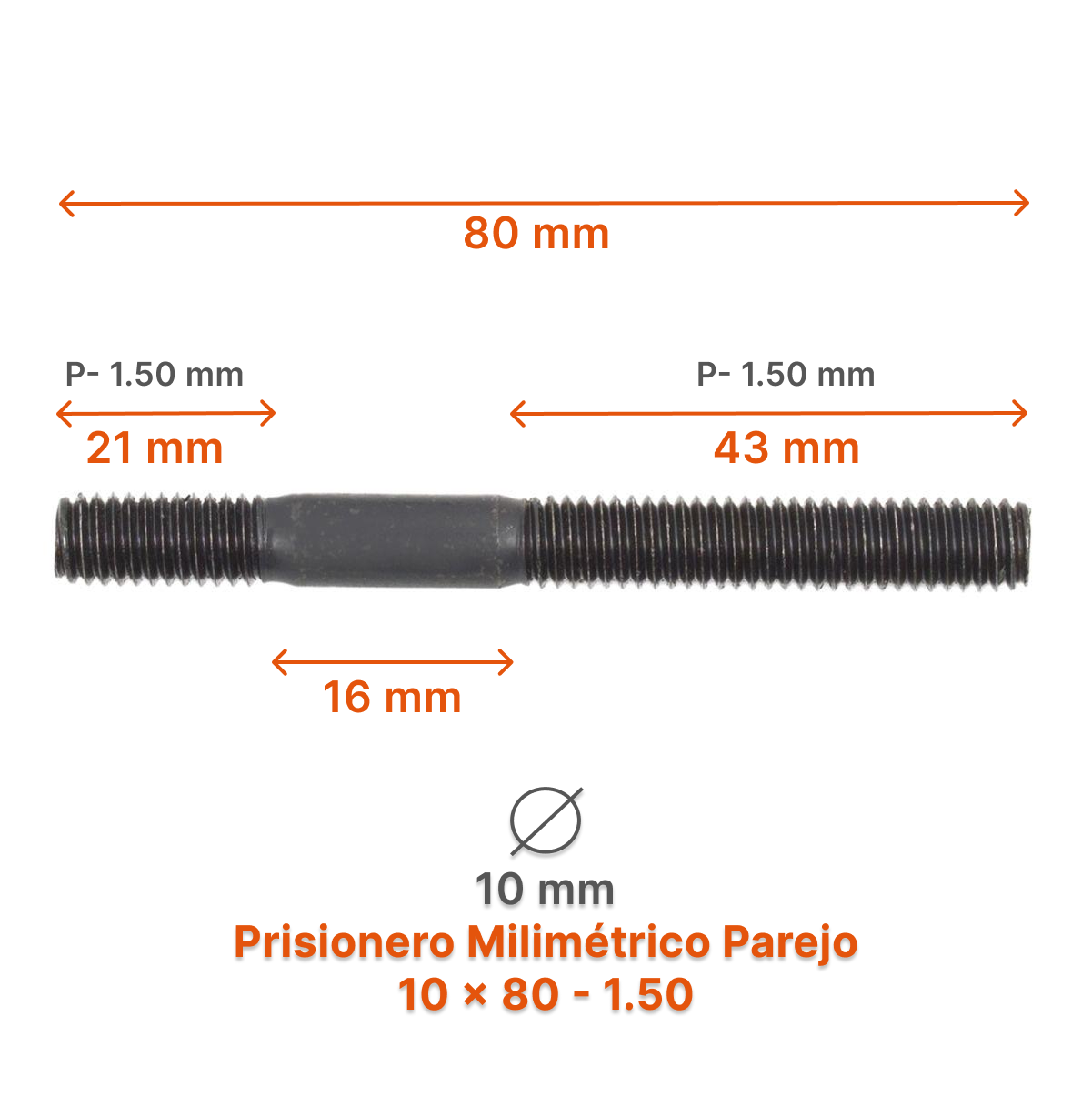 Prisionero Milimétrico Parejo M10-P 1.50 – Varias Medidas
