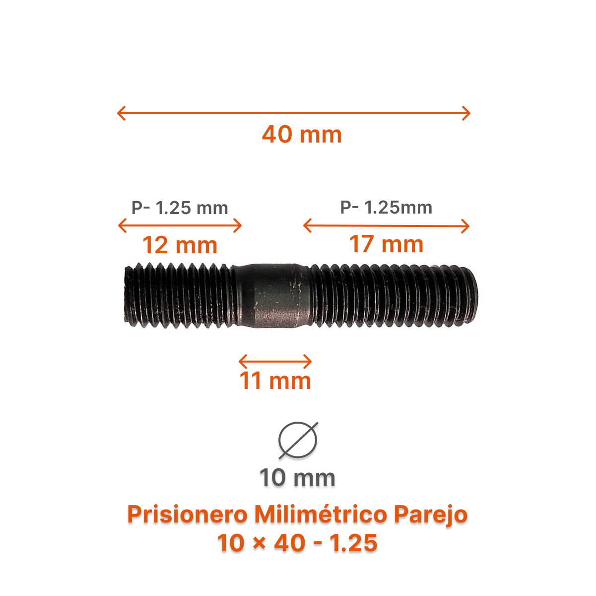 Prisionero Milimétrico Parejo M10-P 1.25 – Varias Medidas