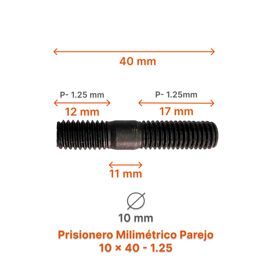 Prisionero Milimétrico Parejo M10-P 1.25 – Varias Medidas
