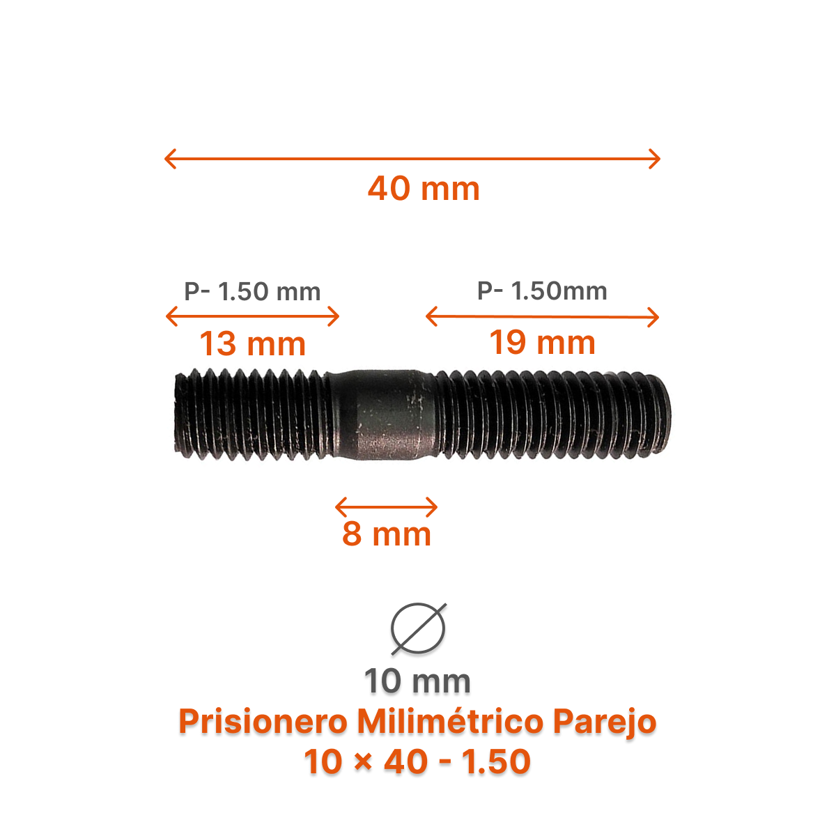 Prisionero Milimétrico Parejo M10-P 1.50 – Varias Medidas