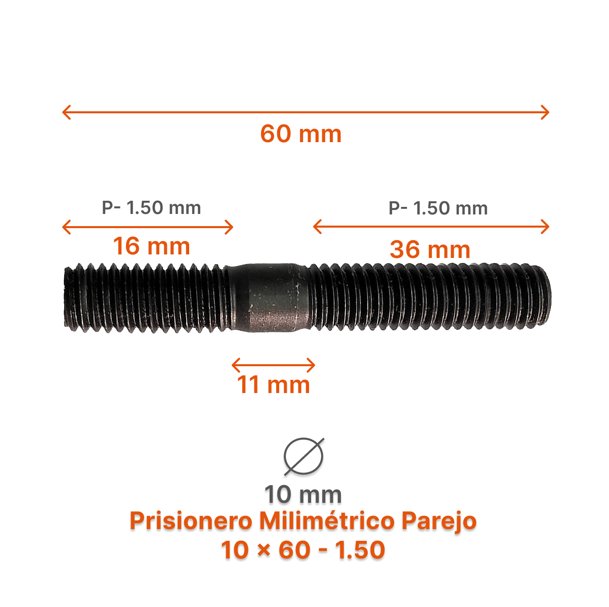 Prisionero Milimétrico Parejo M10-P 1.50 – Varias Medidas