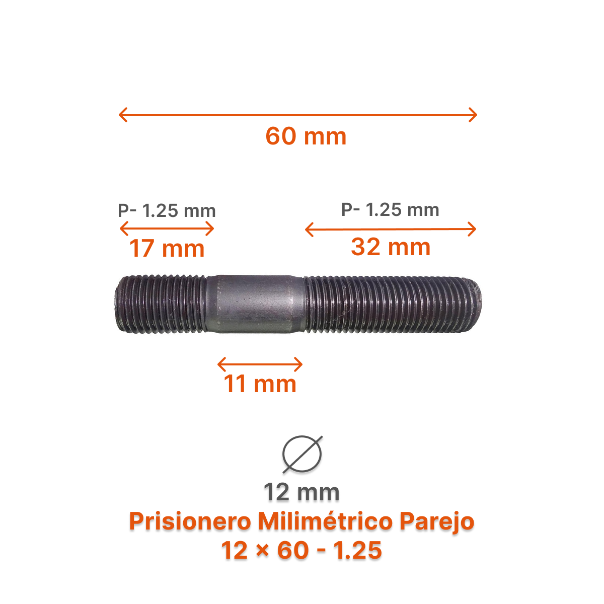 Prisionero Milimétrico Parejo M12 P 1.25 – Varias Medidas