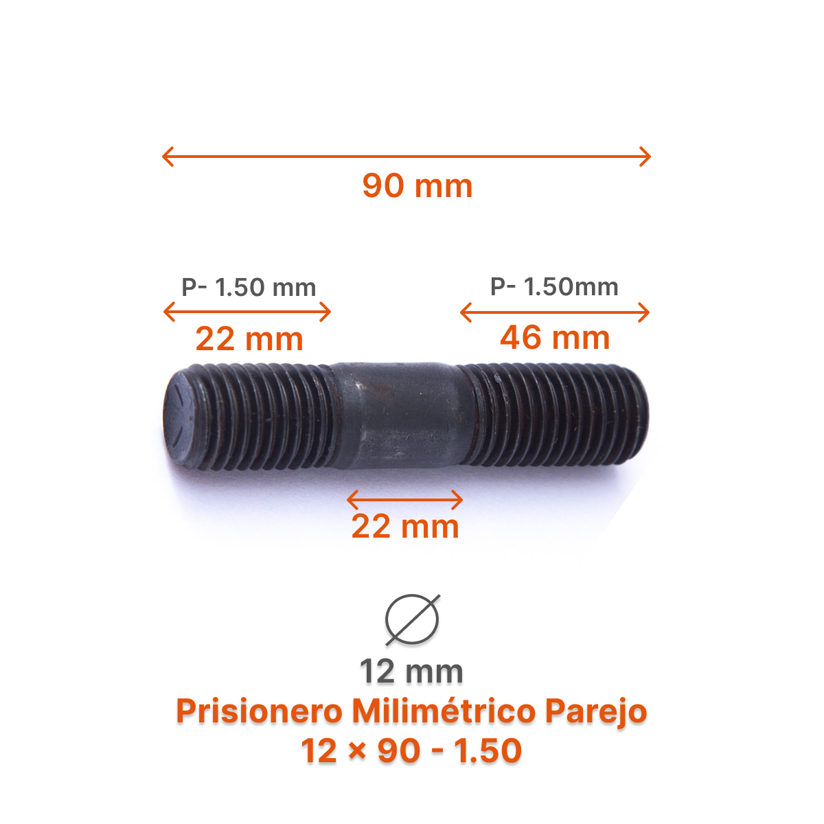 Prisionero Milimétrico Parejo M12 P 1.50 – Varias Medidas