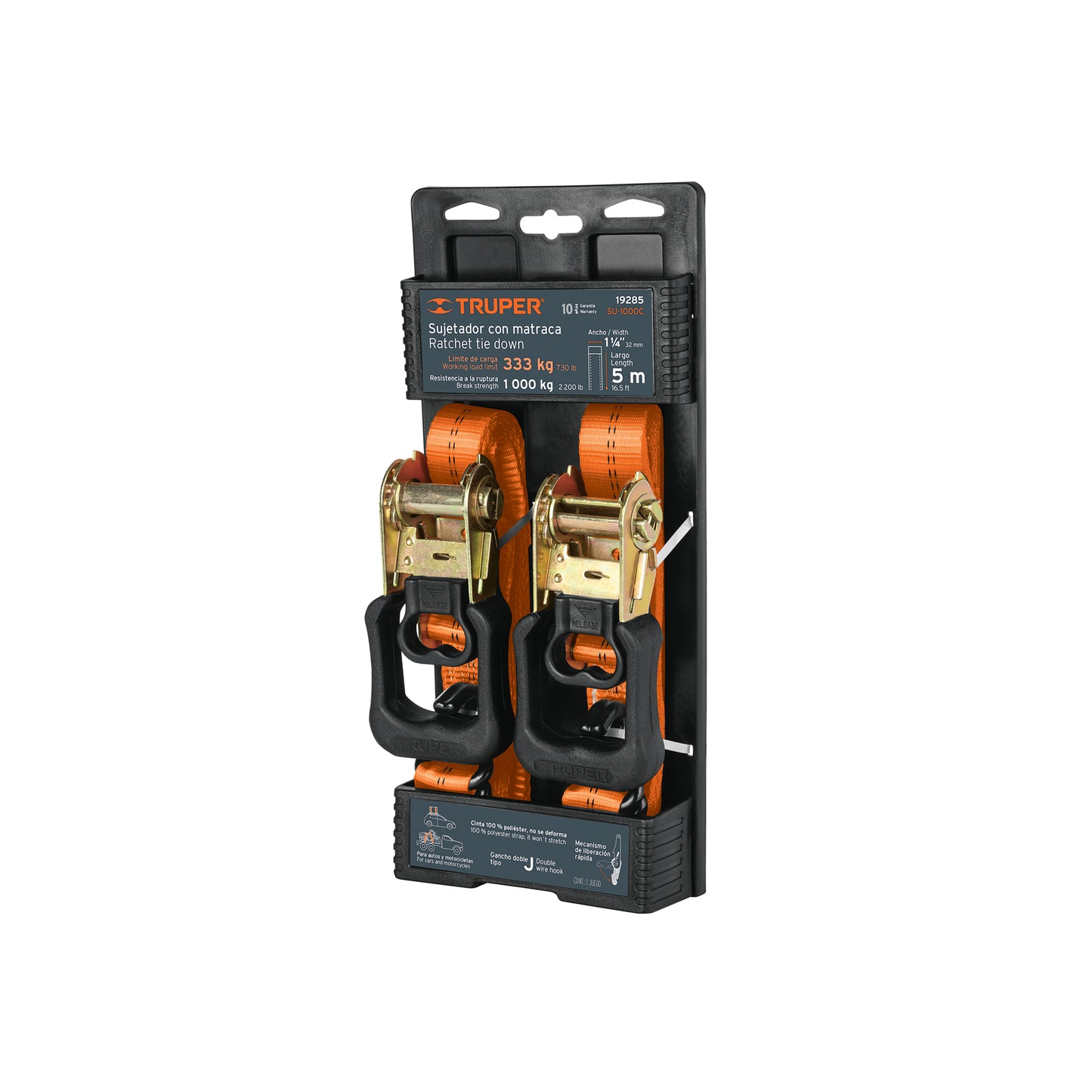 Juego de 2 Sujetadores con Matraca 5 m – 1000 kg - Truper