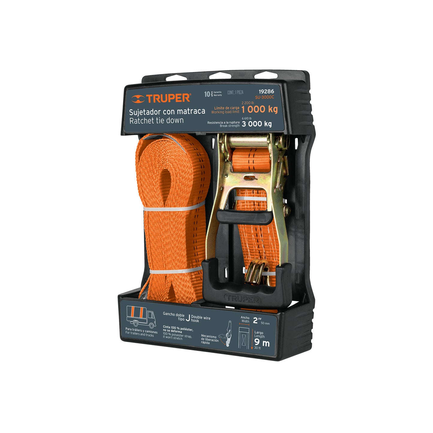 Sujetador con Matraca 9 m – 3000 kg - Truper