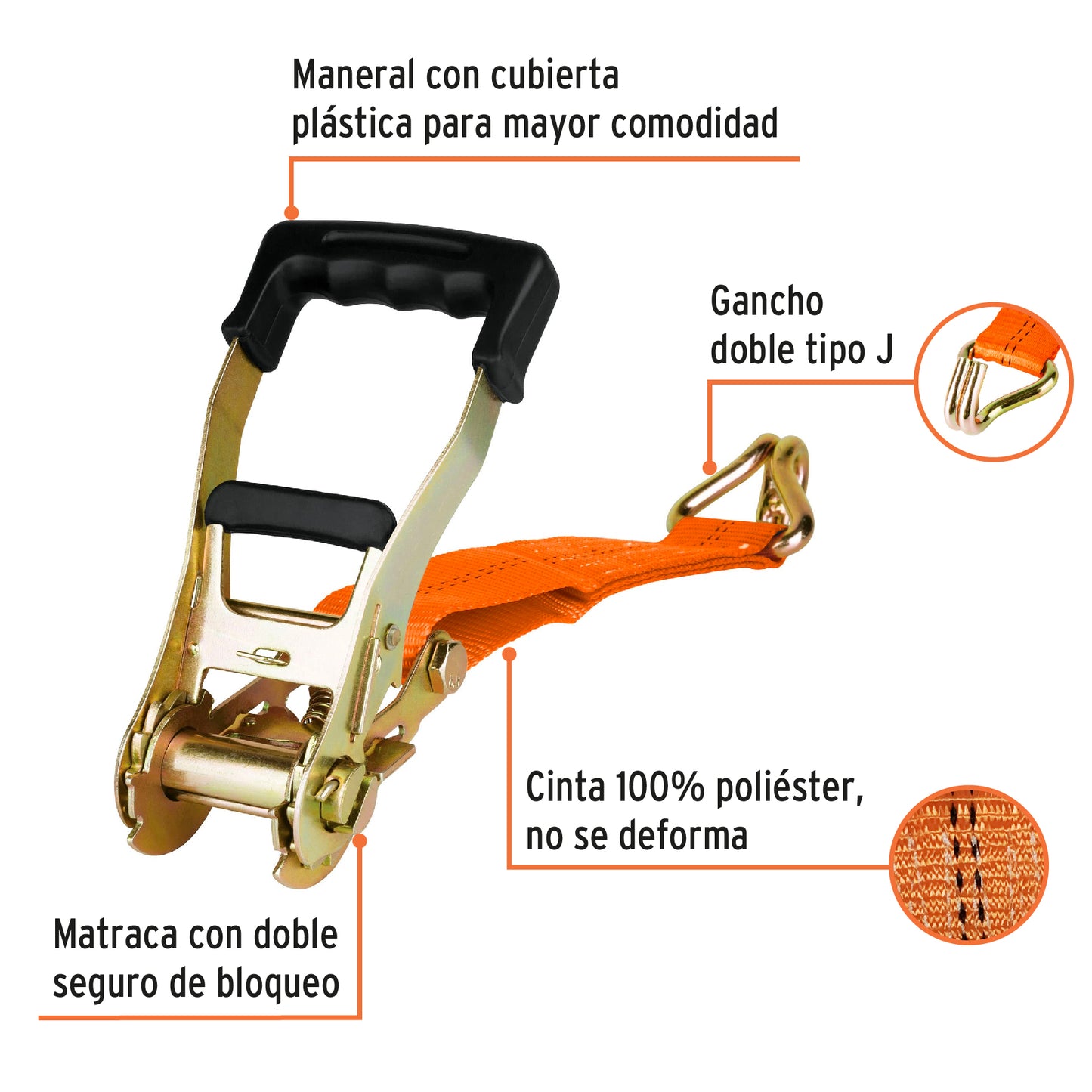 Sujetador con Matraca 9 m – 3000 kg - Truper