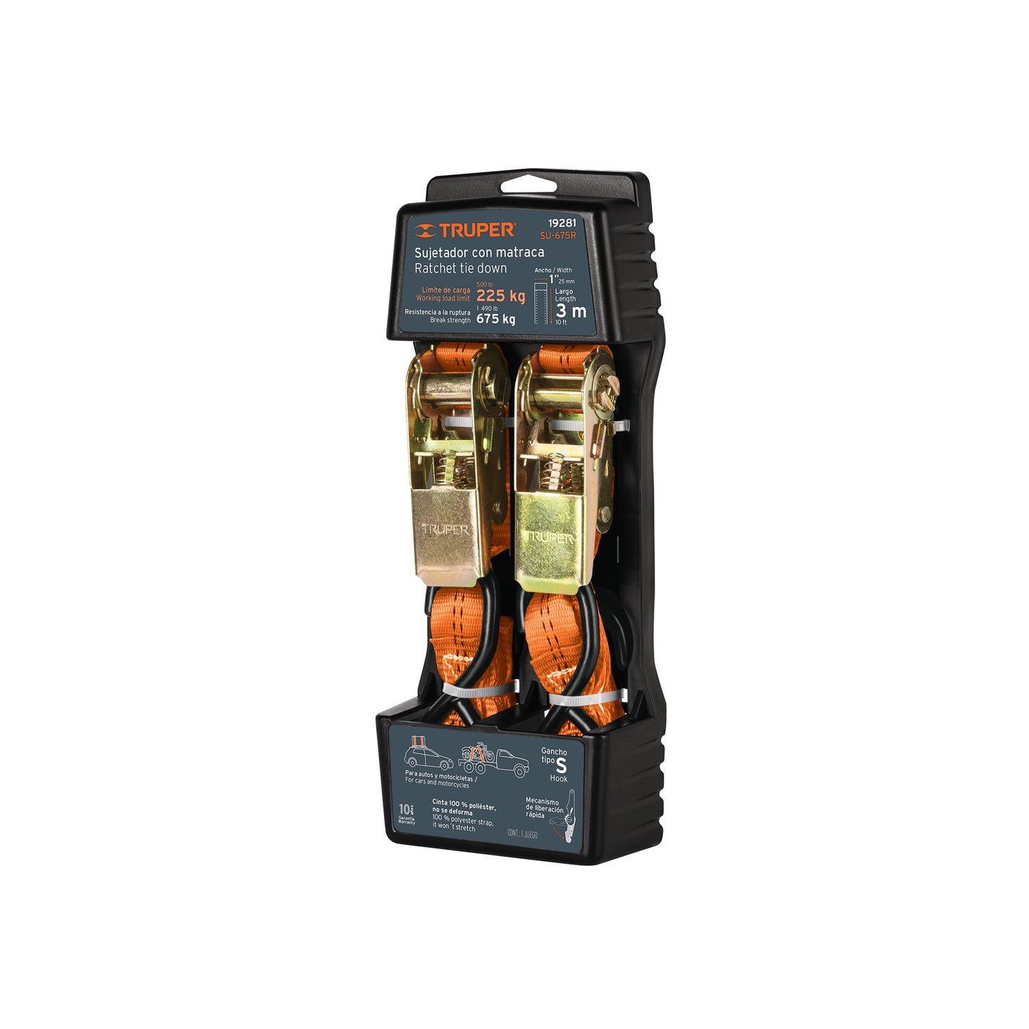 Juego de 2 Sujetadores con Matraca 3 m - 675 kg  - Truper