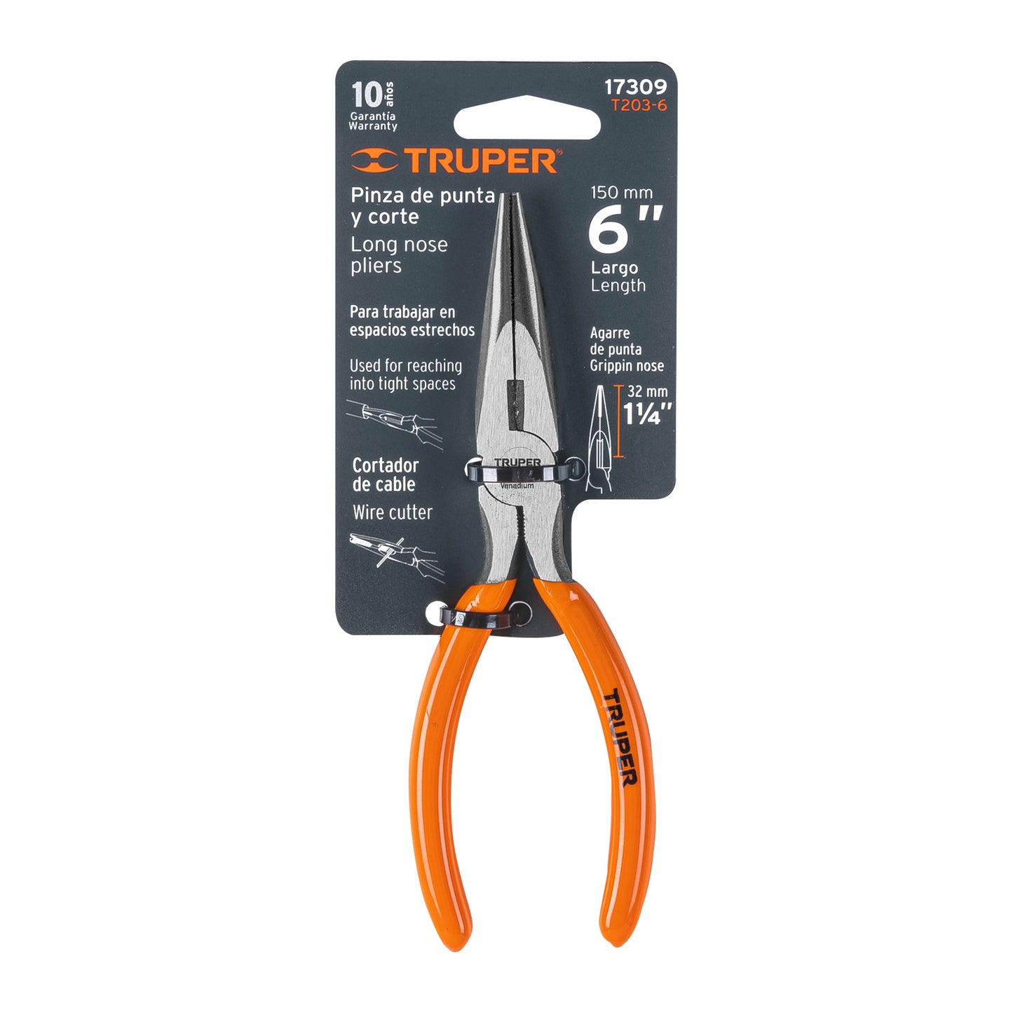 Pinza de Punta y corte 6" con Mango PVC – Truper